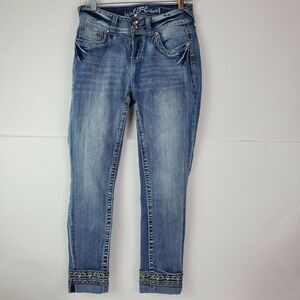 Wallflower Blue Jeans Size 5 Juniors Women's Bling Flap Pockets Stretch‎